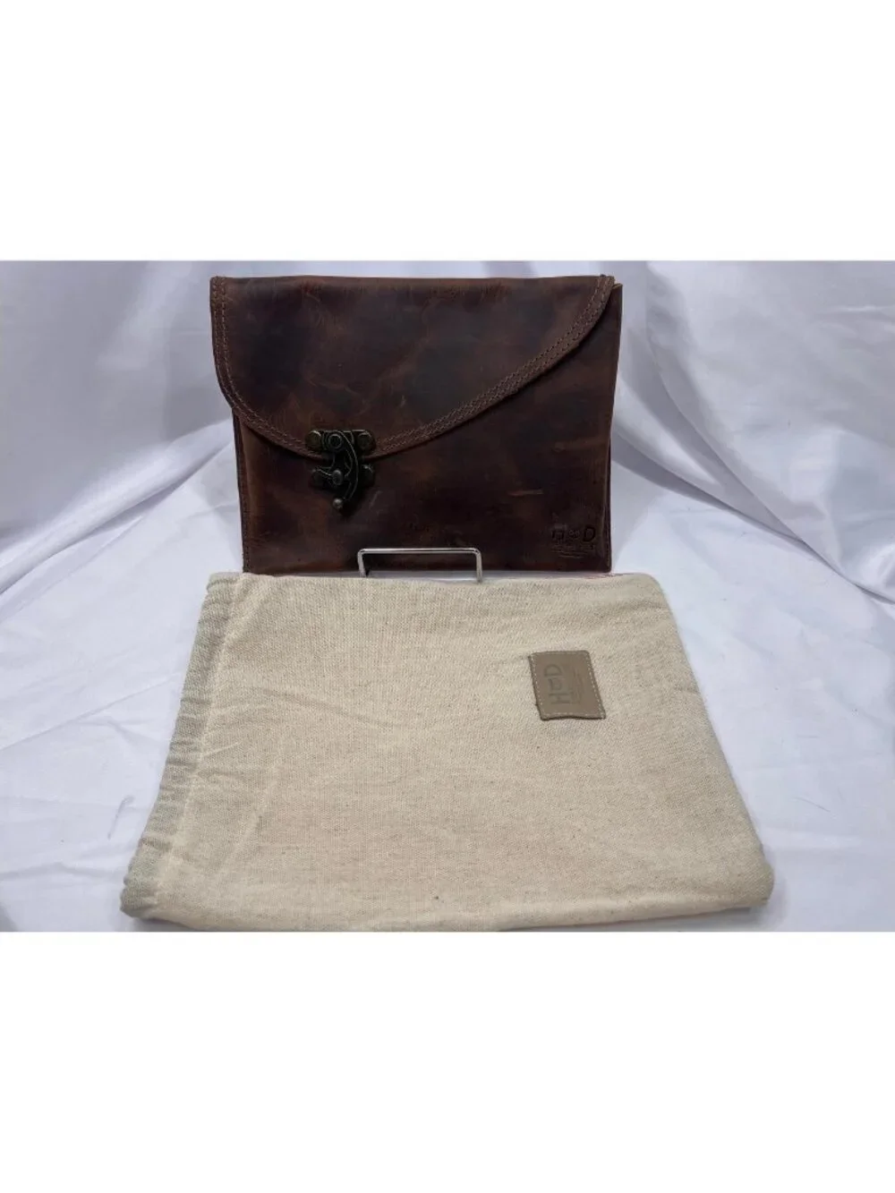 Hide & Drink Brown Full Grain Leather Envelope Clutch Handmade